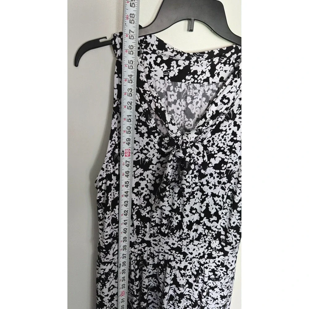 Lane Bryant Black‎ White Floral Maxi Dress Sleeveless Tie Back Size 18/20 NEW